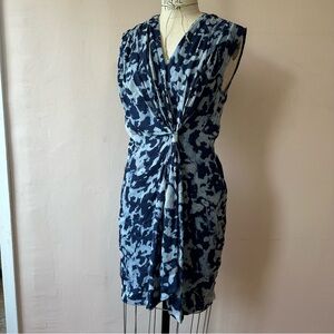 Catherine Malandrino sz 8 blue 100% silk drape dress